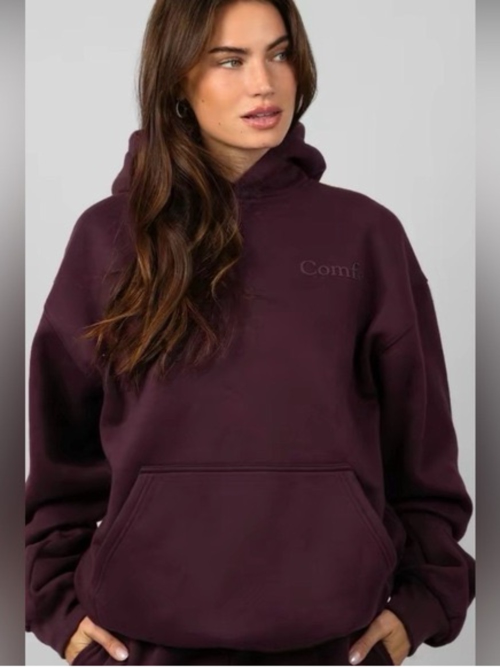 Comfrt Minimalist Maroon Heavyweight Oversized Hoodie Unisex Medium (M)